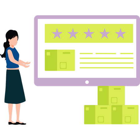 Girl is showing star rating packages  Illustration