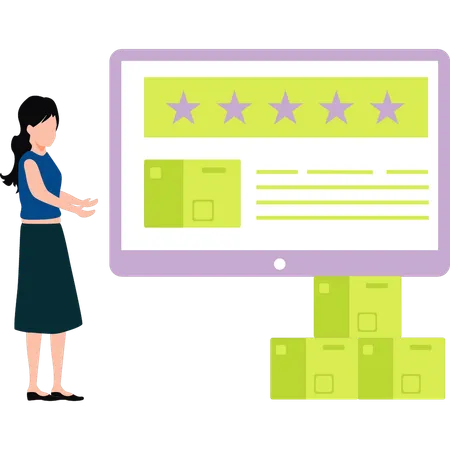Girl Is Showing Star Rating Packages Illustration