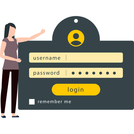 Girl is showing the account password  Illustration