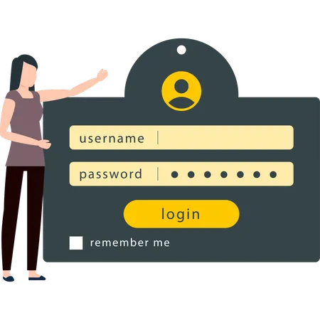 The Girl Is Showing The Account Password Illustration