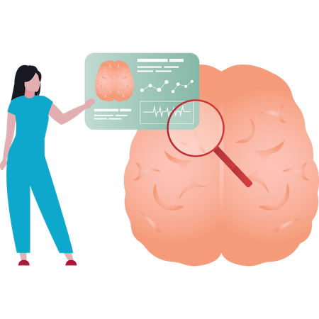 Girl is showing the brain report  Illustration