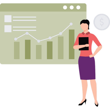 Girl is showing the business growth  Illustration