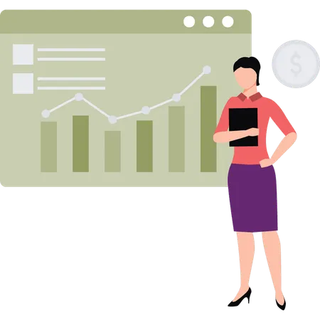 Girl is showing the business growth  Illustration