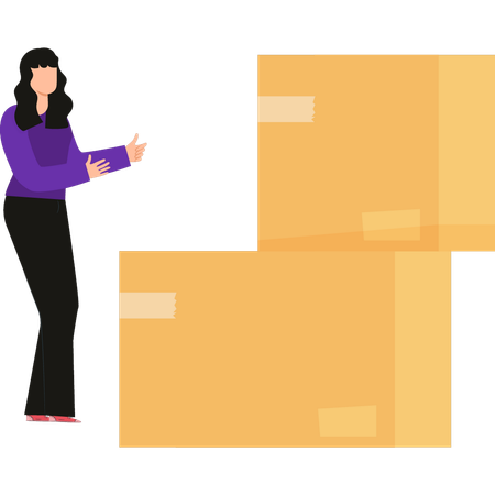 Girl is showing the cardboard parcel  Illustration