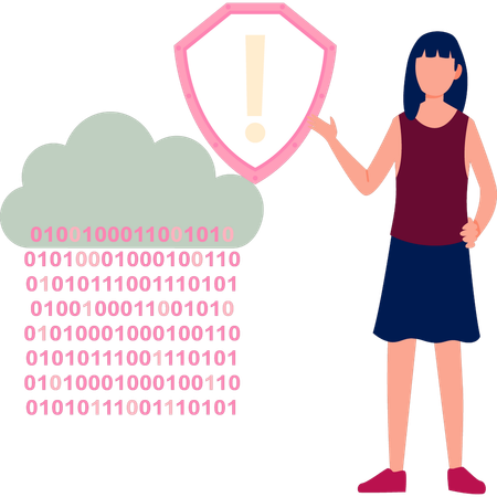 Girl is showing the cloud binary coding  Illustration
