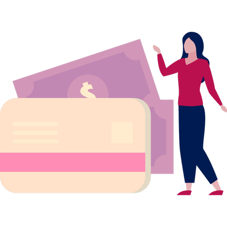 Girl is showing the credit card  Illustration