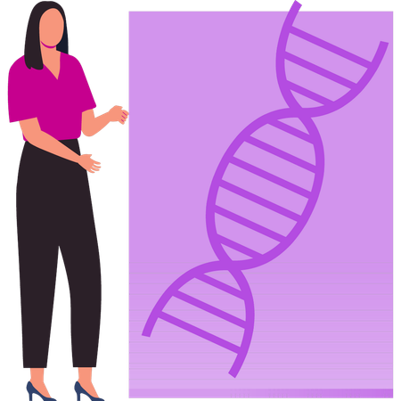Girl is showing the DNA strips  Illustration