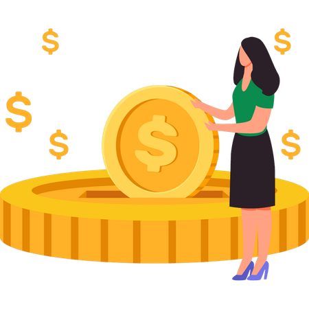 Girl is showing the donation money  Illustration