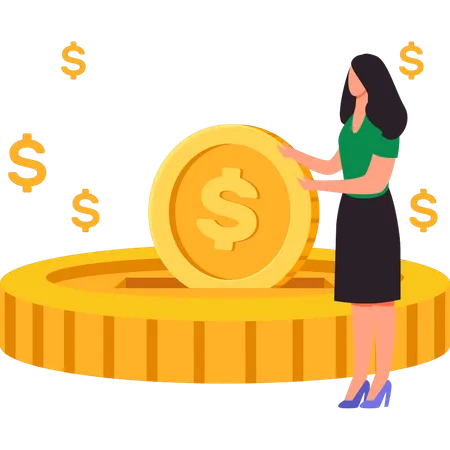 The Girl Is Showing The Donation Money Illustration