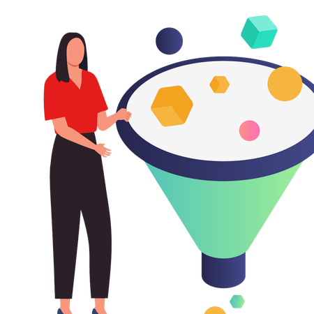 Girl is showing the funnel  Illustration
