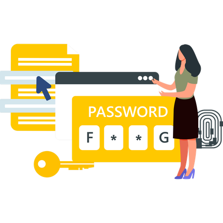 Girl is showing the password on the webpage  Illustration