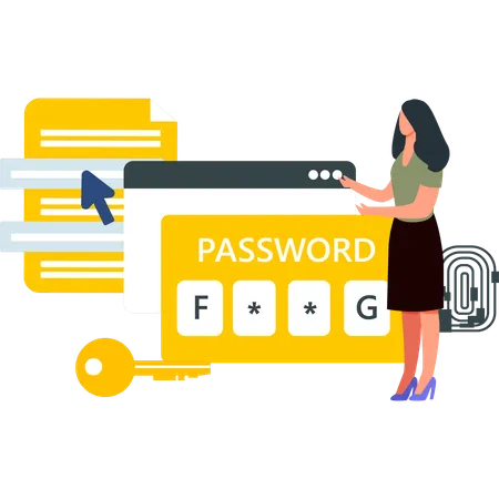 The Girl Is Showing The Password On The Webpage Illustration
