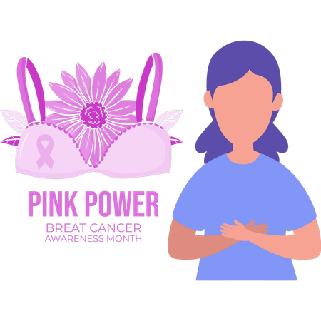 Girl is showing the pink power  Illustration