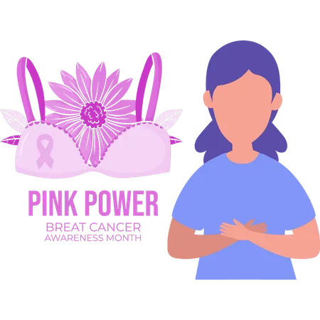 The Girl Is Showing The Pink Power Illustration