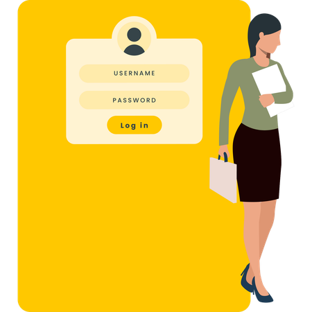 Girl is showing the username and password for login  Illustration