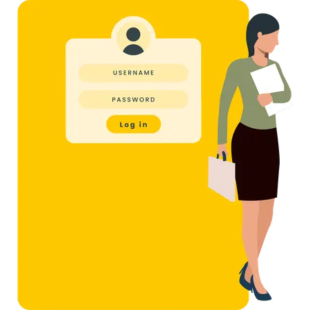 Girl is showing the username and password for login  Illustration