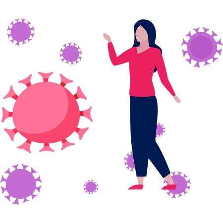 Girl is showing the virus germs  Illustration