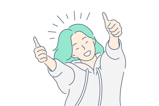 Girl is showing thumbs up  Illustration