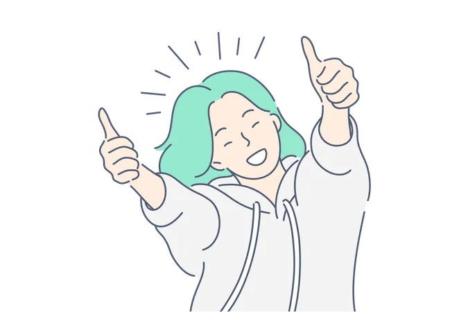 Girl is showing thumbs up  Illustration