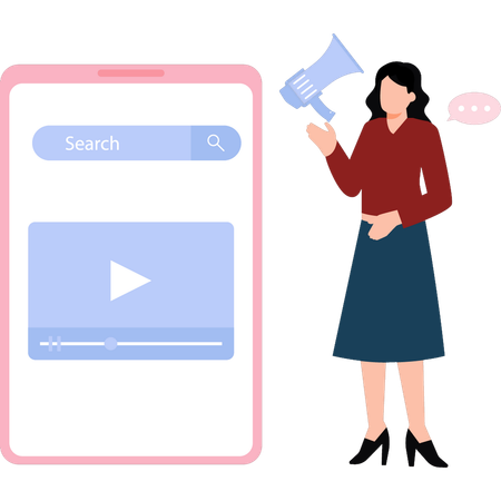 Girl is showing video on mobile  Illustration