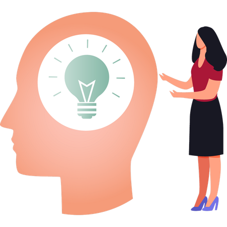 Girl is showing wisdom in human brain  Illustration