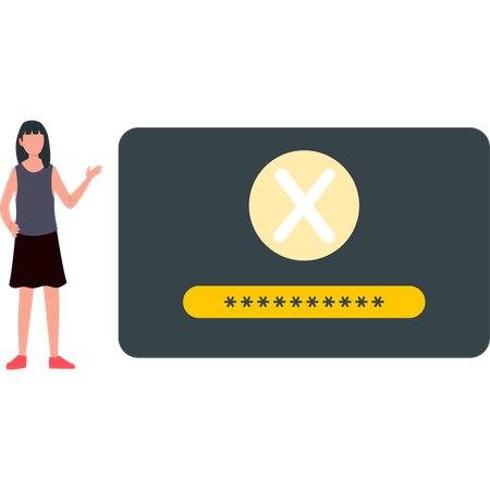 Girl is showing wrong password  Illustration