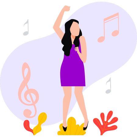 Girl is singing in park  Illustration