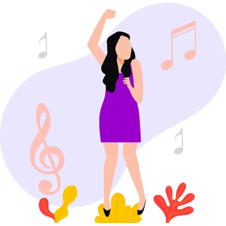 Girl is singing in park  Illustration