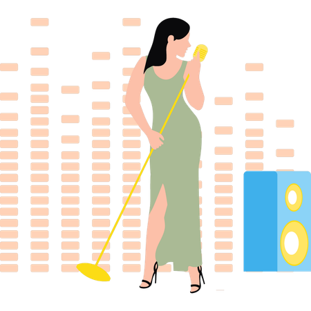 Girl is singing in the mic  Illustration