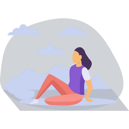 The Girl Is Sitting For Weekend Exercise Illustration