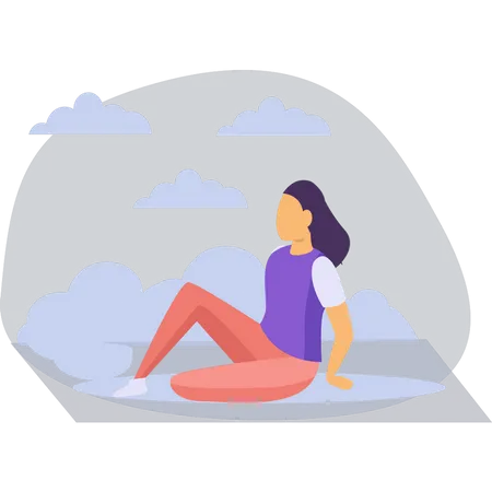 Girl is sitting for exercise  Illustration