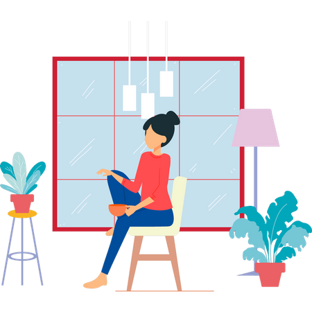 Girl is sitting on a chair  Illustration