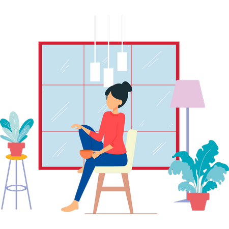 Girl is sitting on a chair  Illustration