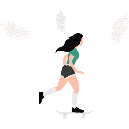 Girl is skating  Illustration