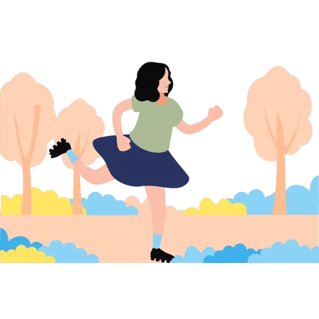 The Girl Is Skating Outside Illustration