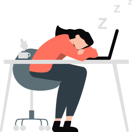 Girl is sleeping on laptop  Illustration