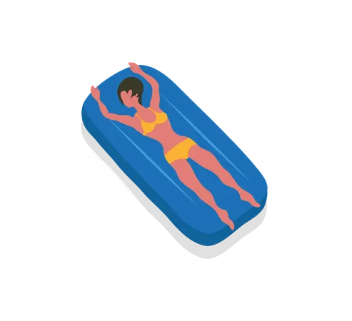 Girl is sleeping on pool bed  Illustration