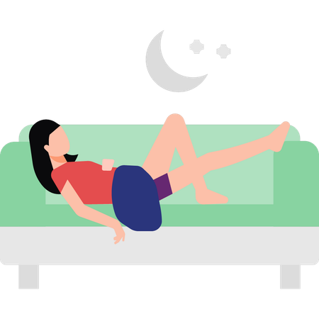 Girl is sleeping on the couch  Illustration