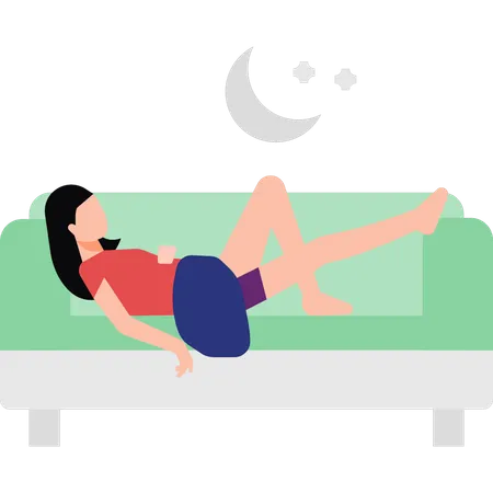 Girl is sleeping on the couch  Illustration