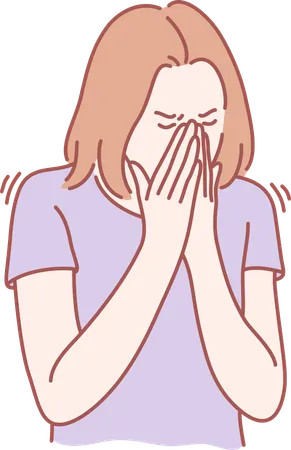 Girl is sneezing  Illustration