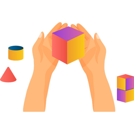 Girl is solving autism cube  Illustration