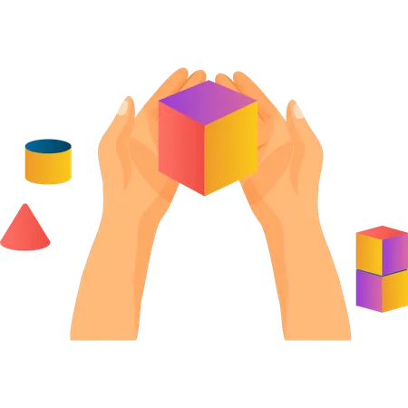 Girl is solving autism cube  Illustration