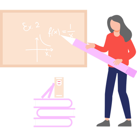 Girl is solving mathematics equation  Illustration