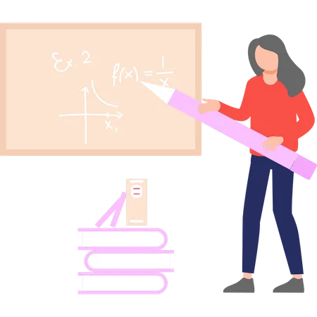 A Girl Is Writing A Maths Formula Illustration