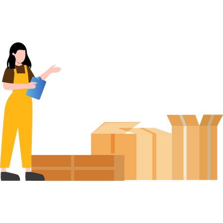 Girl is sorting delivery packages  Illustration