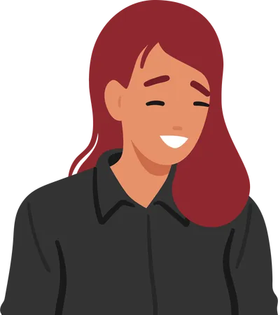 Woman Face Lights Up With Joy Her Eyes Closed And A Radiant Smile Gracing Her Lips Happiness Emanates From Her Character Creating A Warm And Inviting Atmosphere Cartoon People Vector Illustration Illustration