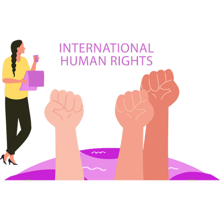 Girl is standing for human rights justice  일러스트레이션