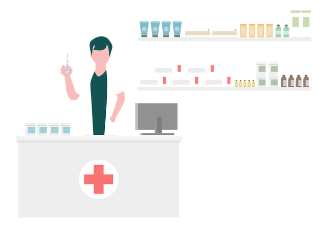 Girl Is Standing In Clinic  Illustration