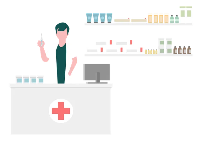 Girl Is Standing In Clinic  Illustration