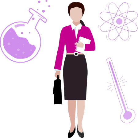 Girl is standing in lab  Illustration